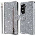For Samsung Galaxy Z Fold7 5G PU + PC Stand Case Glitter Phone Leather Cover Zipper Pocket with Strap