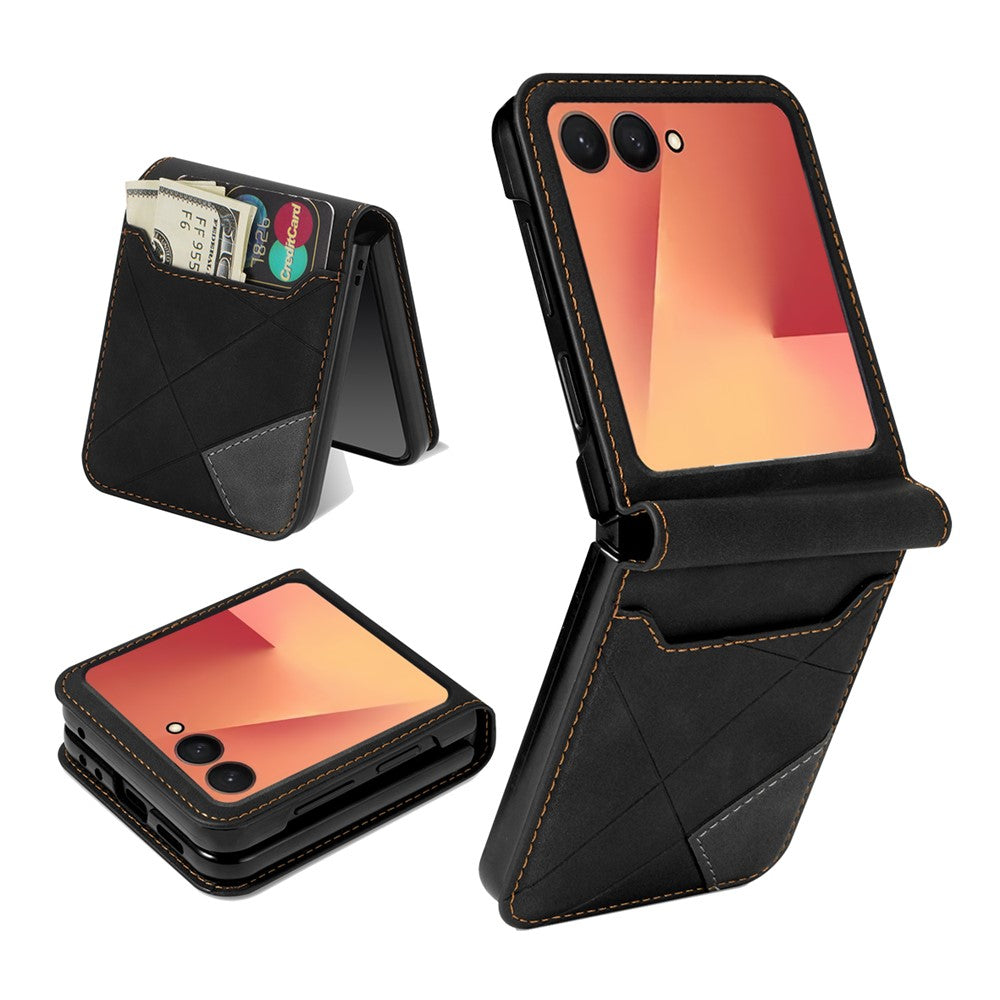 Til Samsung Galaxy Z Flip7 5G Etui Kortholder Farve Splejsning PU Læder + PC Telefoncover