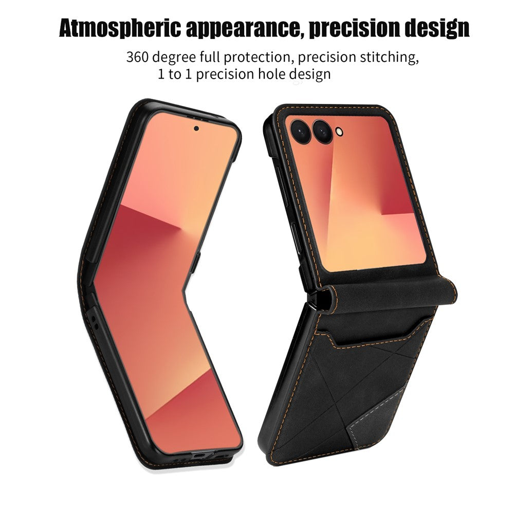 Til Samsung Galaxy Z Flip7 5G Etui Kortholder Farve Splejsning PU Læder + PC Telefoncover