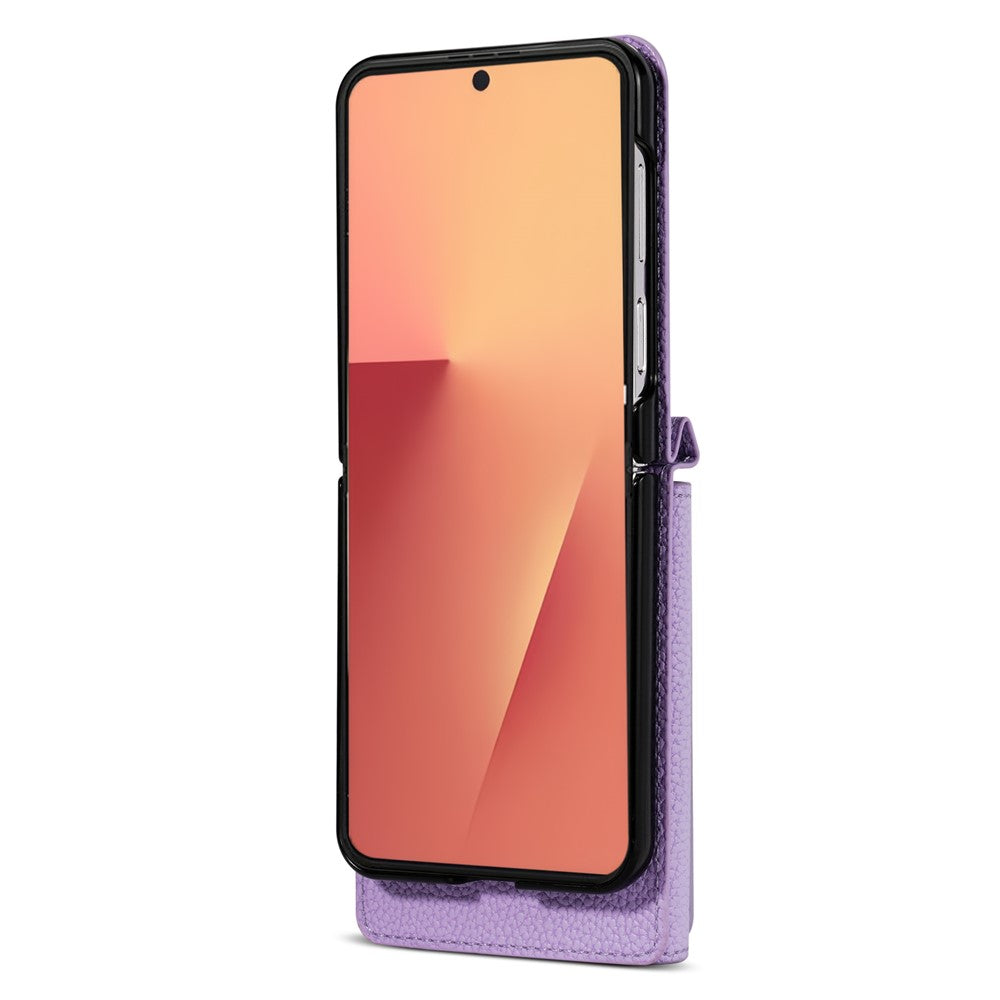 Til Samsung Galaxy Z Flip7 5G Etui Kortpladser PU + PC Telefoncover med Lang Rem