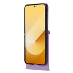 N.BEKUS För Samsung Galaxy Z Flip7 5G Skal Dragkedja Korthållare PU + PC mobilskal med Axelrem