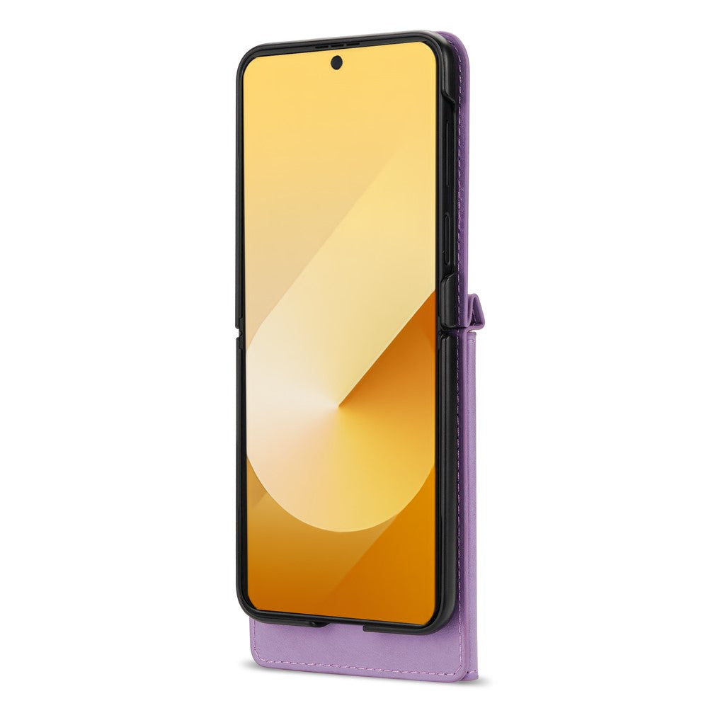 N.BEKUS För Samsung Galaxy Z Flip7 5G Skal Dragkedja Korthållare PU + PC mobilskal med Axelrem