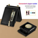For Samsung Galaxy Z Flip7 5G Case Zipper Wallet PU + TPU + PC Phone Cover with Shoulder Strap
