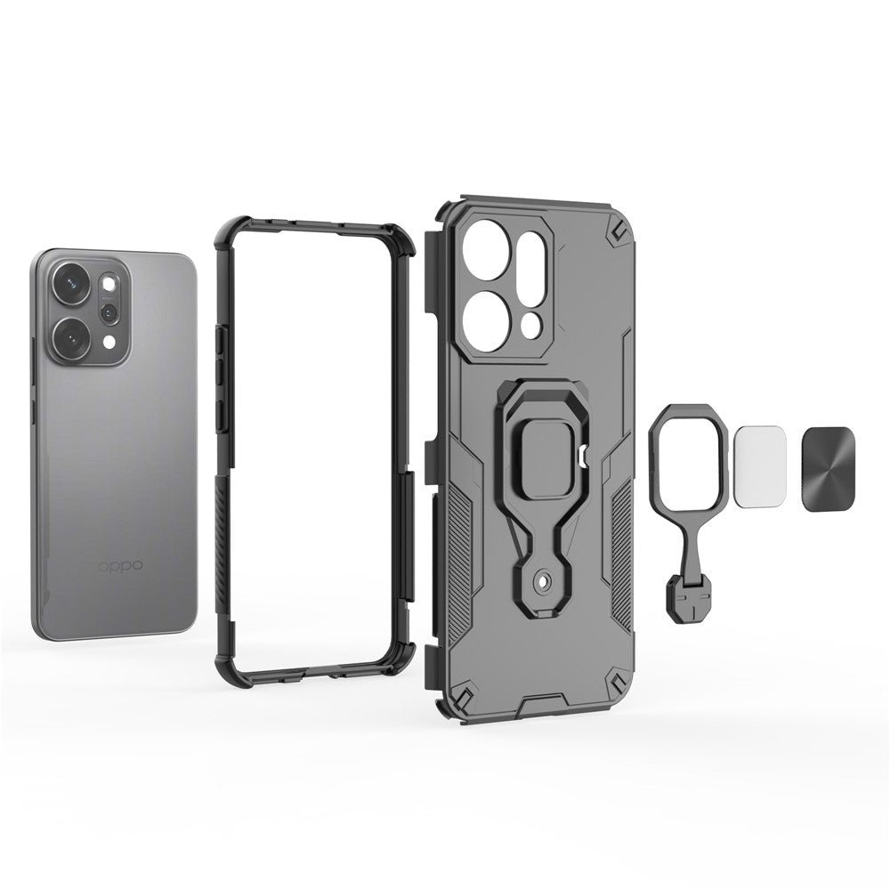For Oppo Reno14 Pro 5G (Global) Case Rotatable Ring Kickstand PC + TPU Shockproof Phone Cover