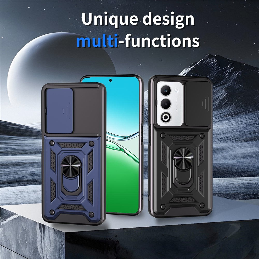 For Oppo A5 5G Case with Slide Camera Lid PC + TPU Kickstand Phone Cover