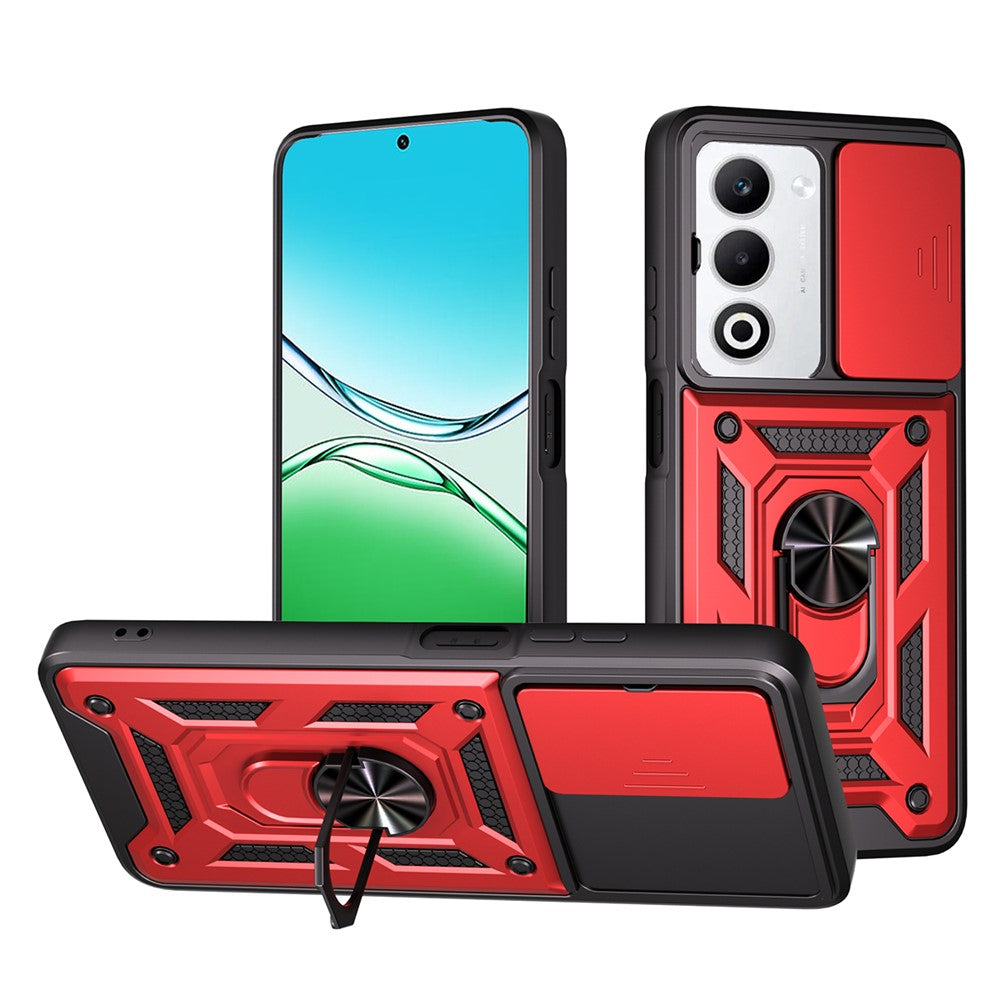 For Oppo A5 5G Case with Slide Camera Lid PC + TPU Kickstand Phone Cover