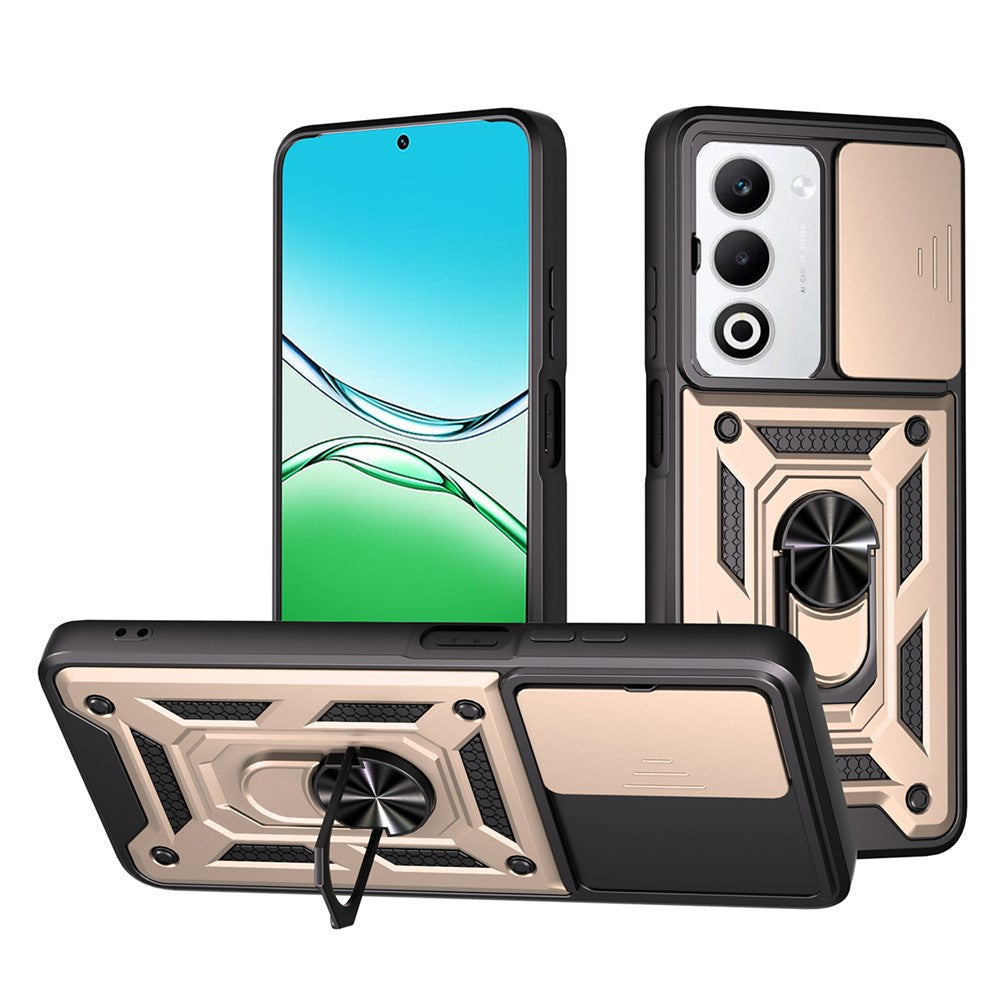 For Oppo A5 5G Case with Slide Camera Lid PC + TPU Kickstand Phone Cover