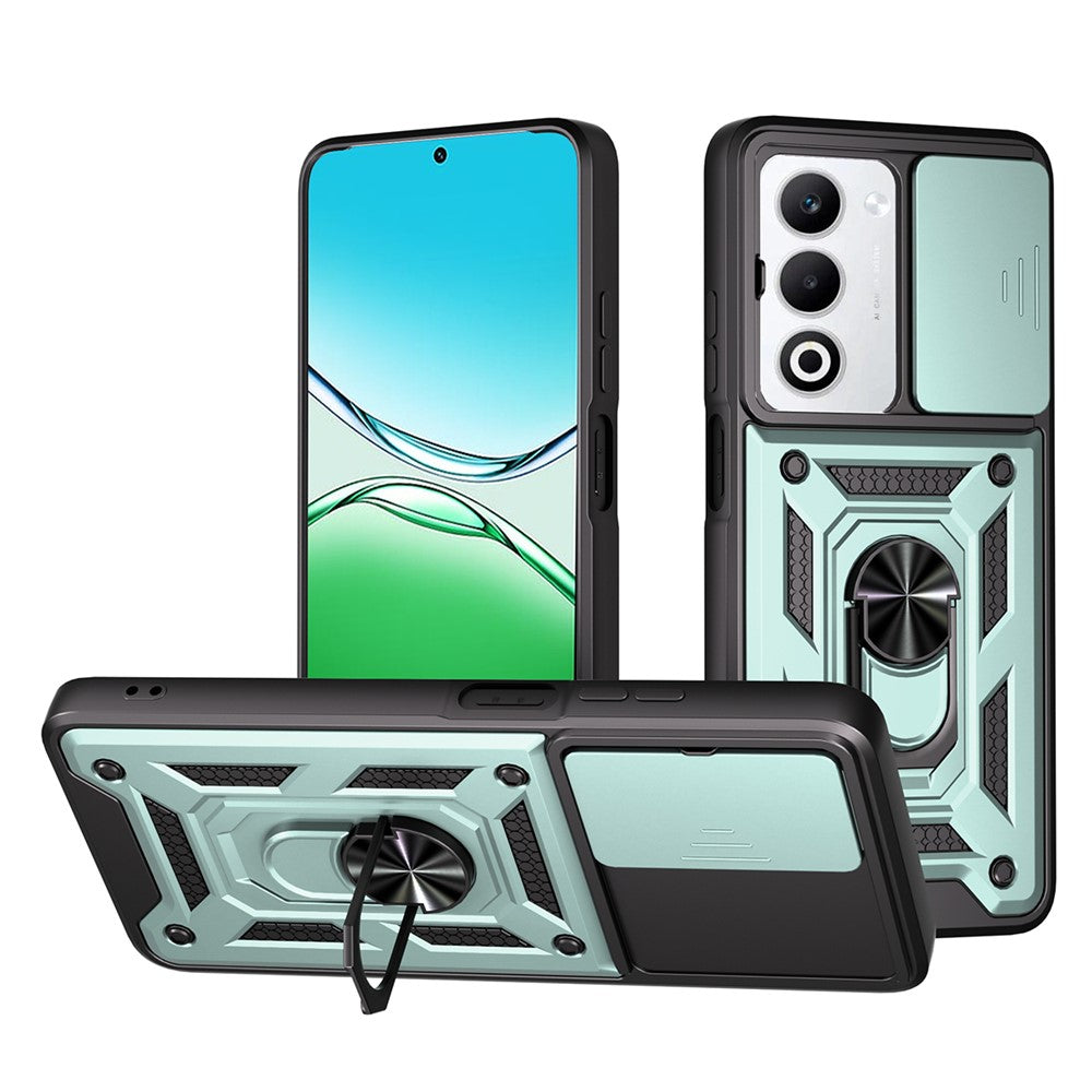 For Oppo A5 5G Case with Slide Camera Lid PC + TPU Kickstand Phone Cover