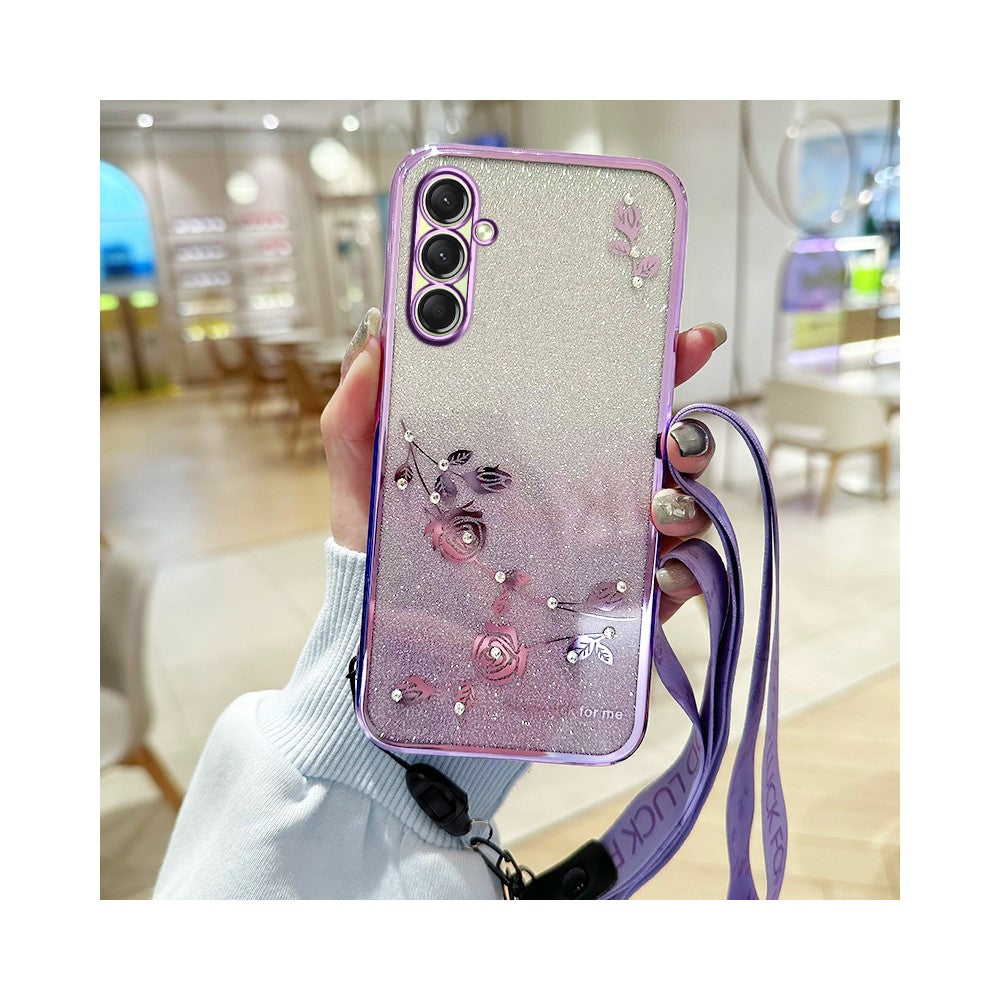 KADEM För Samsung Galaxy A18 5G / A18 4G / A17 5G / A17 4G Skal Blommönster TPU Gradient Mobilskal med Snoddar