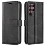 Samsung Galaxy S23 Ultra Kalvtextur Stativ Plånboksfodral PU-läder Fyrkantigt Magnetspänne Folio Flip mobilfodral