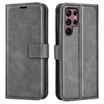 Samsung Galaxy S23 Ultra Kalvtextur Stativ Plånboksfodral PU-läder Fyrkantigt Magnetspänne Folio Flip mobilfodral