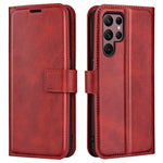 Samsung Galaxy S23 Ultra Kalvtextur Stativ Plånboksfodral PU-läder Fyrkantigt Magnetspänne Folio Flip mobilfodral