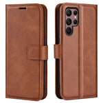 Samsung Galaxy S23 Ultra Kalvtextur Stativ Plånboksfodral PU-läder Fyrkantigt Magnetspänne Folio Flip mobilfodral