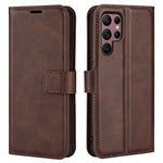 Samsung Galaxy S23 Ultra Kalvtextur Stativ Plånboksfodral PU-läder Fyrkantigt Magnetspänne Folio Flip mobilfodral