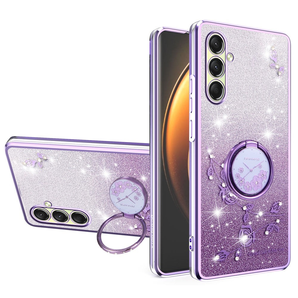 KADEM För Samsung Galaxy A18 5G / A18 4G / A17 5G / A17 4G Skal Ring Stativ TPU Blommor mobilskal Gradient Glitter