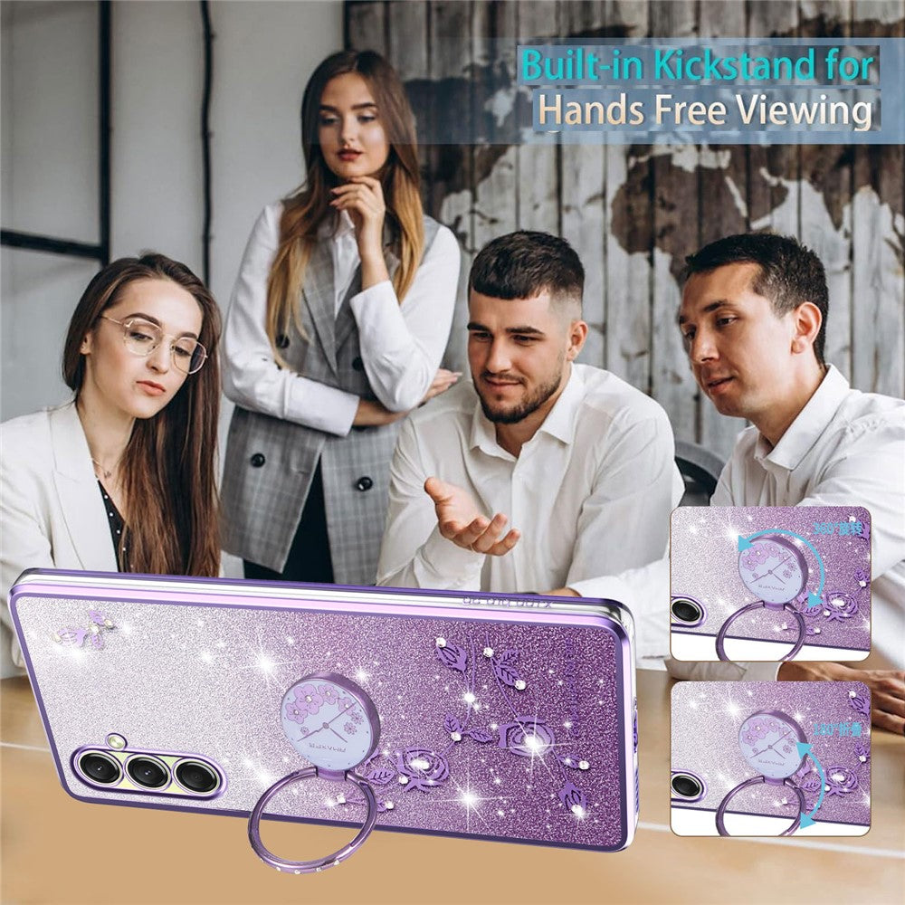 KADEM För Samsung Galaxy A18 5G / A18 4G / A17 5G / A17 4G Skal Ring Stativ TPU Blommor mobilskal Gradient Glitter