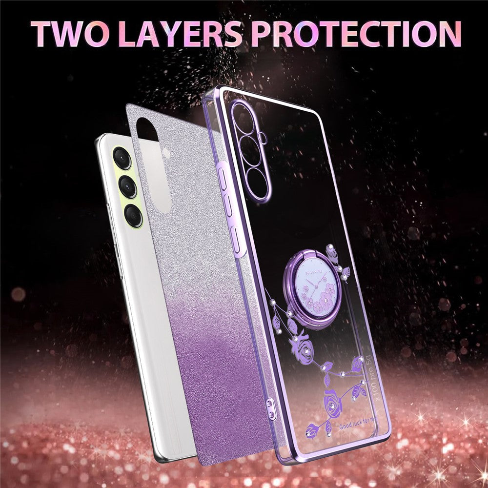 KADEM För Samsung Galaxy A18 5G / A18 4G / A17 5G / A17 4G Skal Ring Stativ TPU Blommor mobilskal Gradient Glitter