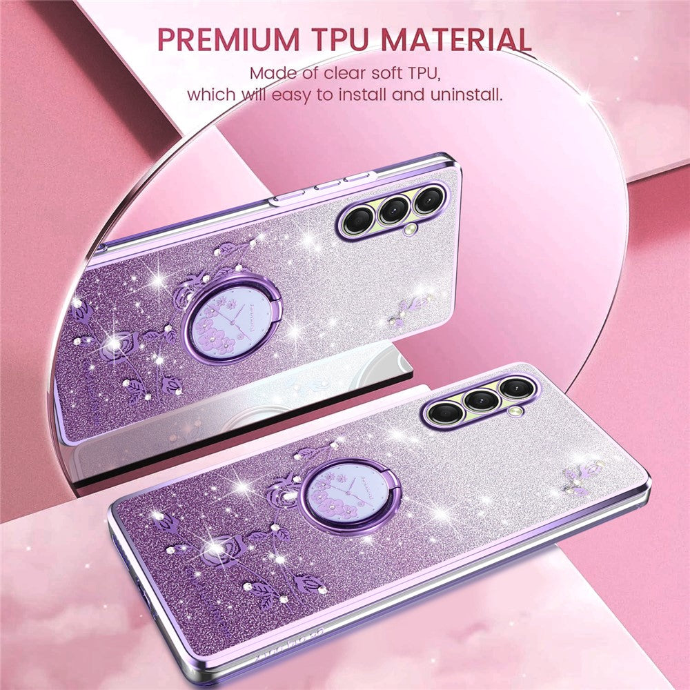 KADEM För Samsung Galaxy A18 5G / A18 4G / A17 5G / A17 4G Skal Ring Stativ TPU Blommor mobilskal Gradient Glitter