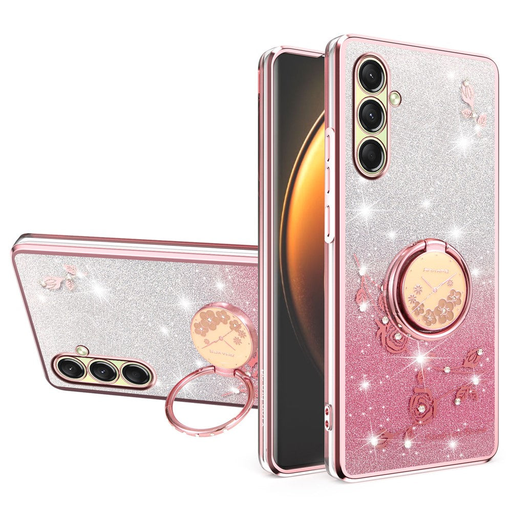 KADEM För Samsung Galaxy A18 5G / A18 4G / A17 5G / A17 4G Skal Ring Stativ TPU Blommor mobilskal Gradient Glitter