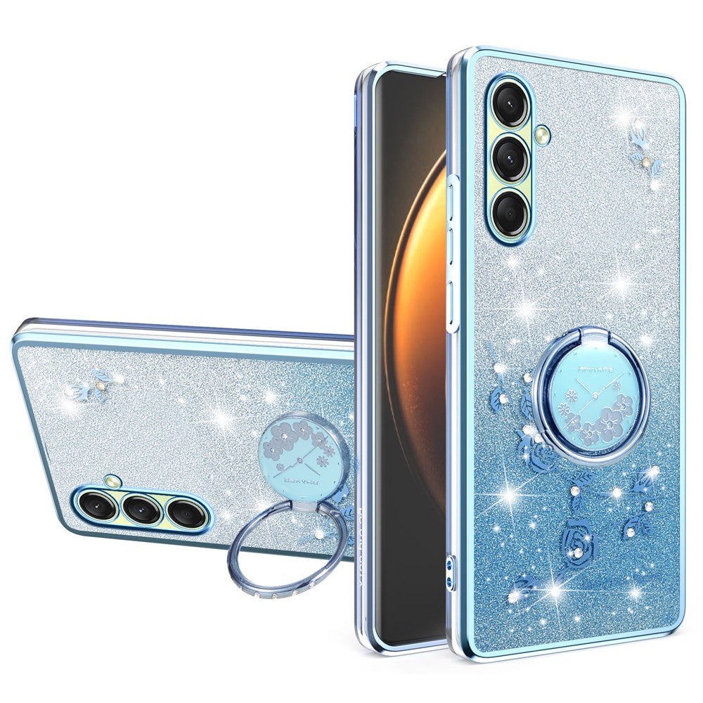 KADEM För Samsung Galaxy A18 5G / A18 4G / A17 5G / A17 4G Skal Ring Stativ TPU Blommor mobilskal Gradient Glitter