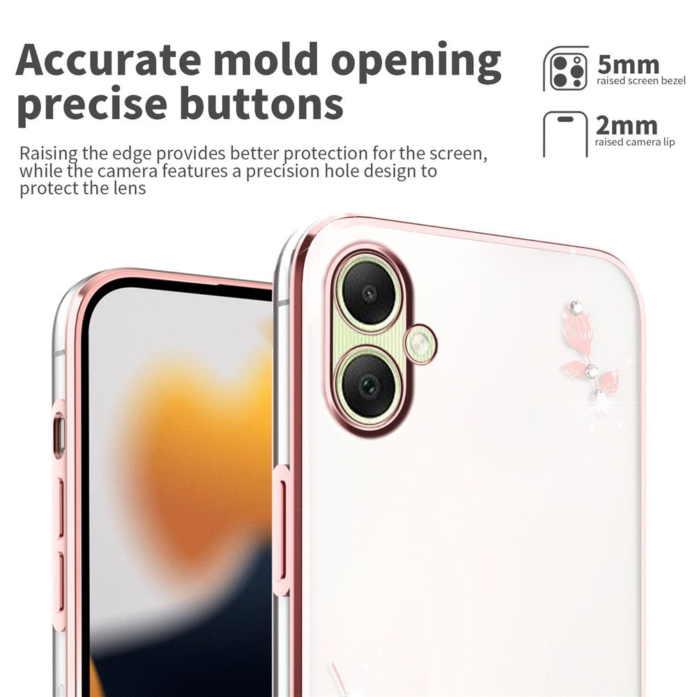 KADEM Til Samsung Galaxy A08 5G / A08 4G / A07 4G Cover Blomster Rhinestone Dekor TPU Telefoncover