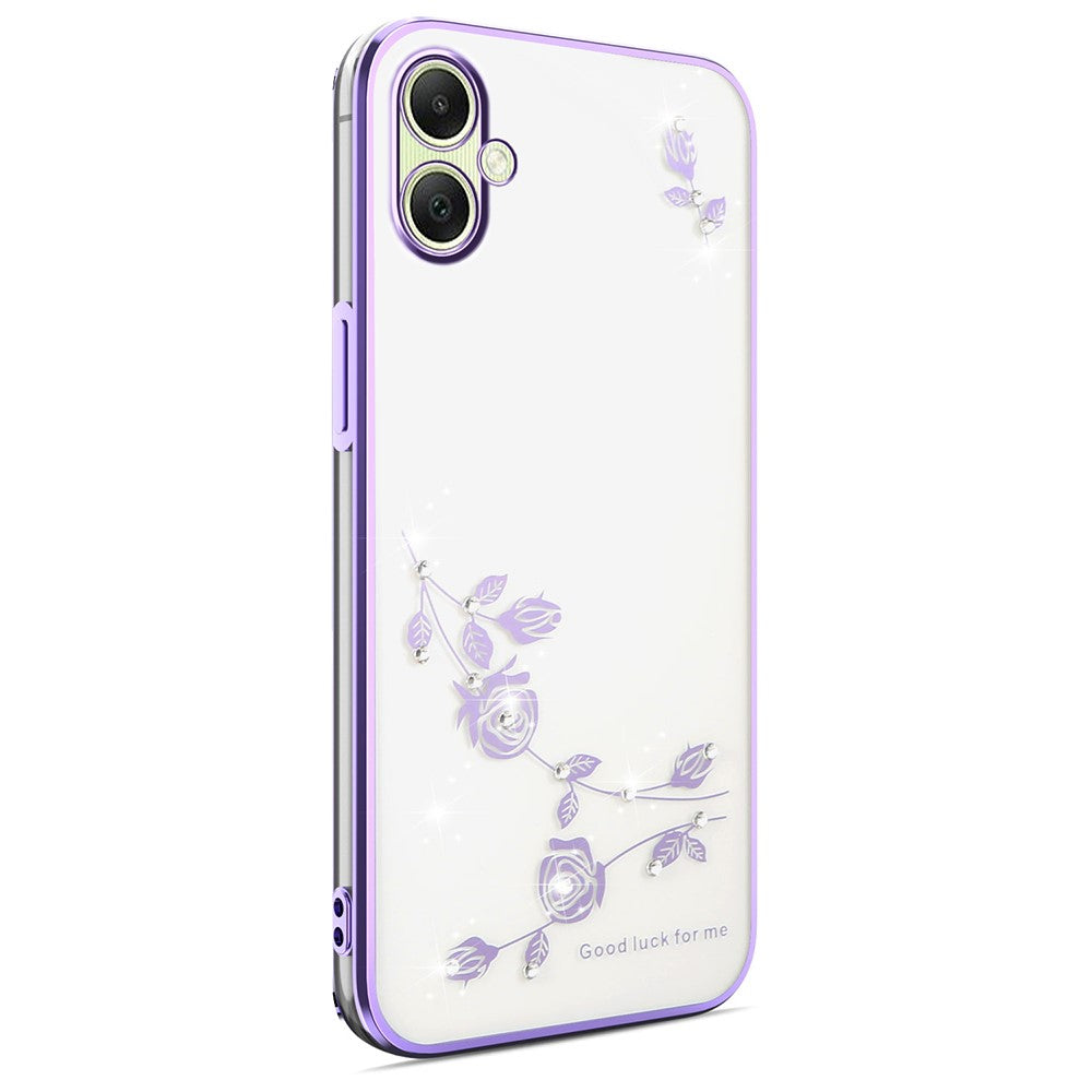 KADEM Til Samsung Galaxy A08 5G / A08 4G / A07 4G Cover Blomster Rhinestone Dekor TPU Telefoncover