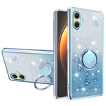 KADEM For Samsung Galaxy A08 5G / A08 4G / A07 4G Case Ring Kickstand TPU Flowers Phone Cover Gradient Glitter