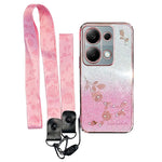 KADEM Phone Case For Xiaomi Redmi Note 13 Pro 4G / Note 14S 4G / Poco M6 Pro 4G , Flower Pattern TPU Gradient Cover with Lanyards