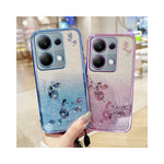 KADEM Phone Case For Xiaomi Redmi Note 13 Pro 4G / Note 14S 4G / Poco M6 Pro 4G , Flower Pattern TPU Gradient Cover with Lanyards
