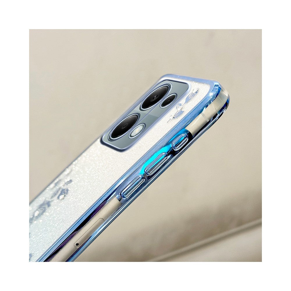 KADEM Phone Case For Xiaomi Redmi Note 13 Pro 4G / Note 14S 4G / Poco M6 Pro 4G , Flower Pattern TPU Gradient Cover with Lanyards