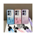 KADEM Phone Case For Xiaomi Redmi Note 13 Pro 4G / Note 14S 4G / Poco M6 Pro 4G , Flower Pattern TPU Gradient Cover with Lanyards