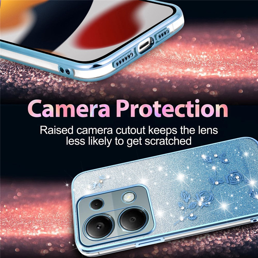 KADEM Phone Case For Xiaomi Redmi Note 13 Pro 4G / Note 14S 4G / Poco M6 Pro 4G , Flower TPU Flexible Gradient Cover
