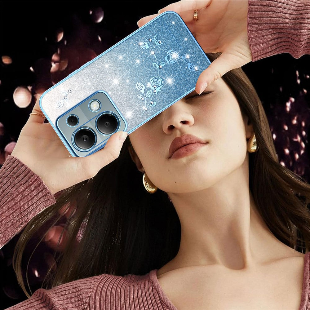 KADEM Phone Case For Xiaomi Redmi Note 13 Pro 4G / Note 14S 4G / Poco M6 Pro 4G , Flower TPU Flexible Gradient Cover