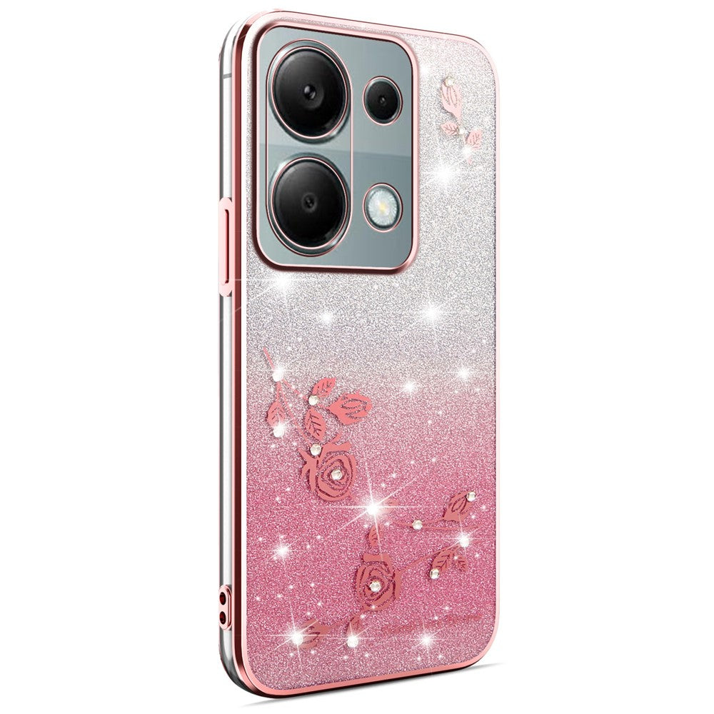KADEM Phone Case For Xiaomi Redmi Note 13 Pro 4G / Note 14S 4G / Poco M6 Pro 4G , Flower TPU Flexible Gradient Cover