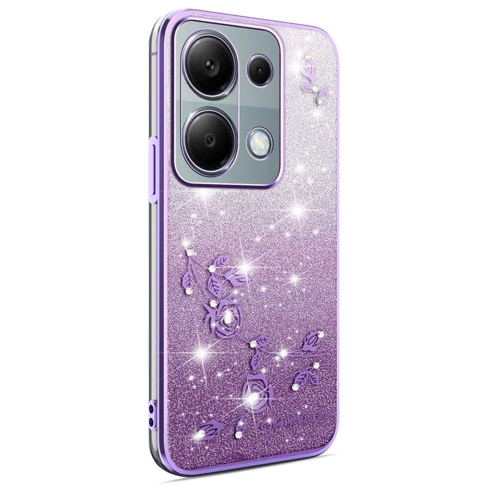 KADEM Phone Case For Xiaomi Redmi Note 13 Pro 4G / Note 14S 4G / Poco M6 Pro 4G , Flower TPU Flexible Gradient Cover