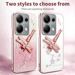 KADEM Phone Case For Xiaomi Redmi Note 13 Pro 4G / Note 14S 4G / Poco M6 Pro 4G , Dragonfly Kickstand TPU Flowers Glitter Cover