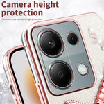 KADEM Phone Case For Xiaomi Redmi Note 13 Pro 4G / Note 14S 4G / Poco M6 Pro 4G , Dragonfly Kickstand TPU Flowers Glitter Cover