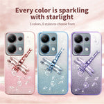 KADEM Phone Case For Xiaomi Redmi Note 13 Pro 4G / Note 14S 4G / Poco M6 Pro 4G , Dragonfly Kickstand TPU Flowers Glitter Cover
