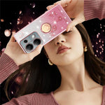 KADEM For Xiaomi Redmi Note 13 Pro 4G / Note 14S 4G / Poco M6 Pro 4G Case Ring Kickstand TPU Flowers Phone Cover Gradient Glitter