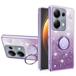 KADEM For Xiaomi Redmi Note 13 Pro 4G / Note 14S 4G / Poco M6 Pro 4G Case Ring Kickstand TPU Flowers Phone Cover Gradient Glitter