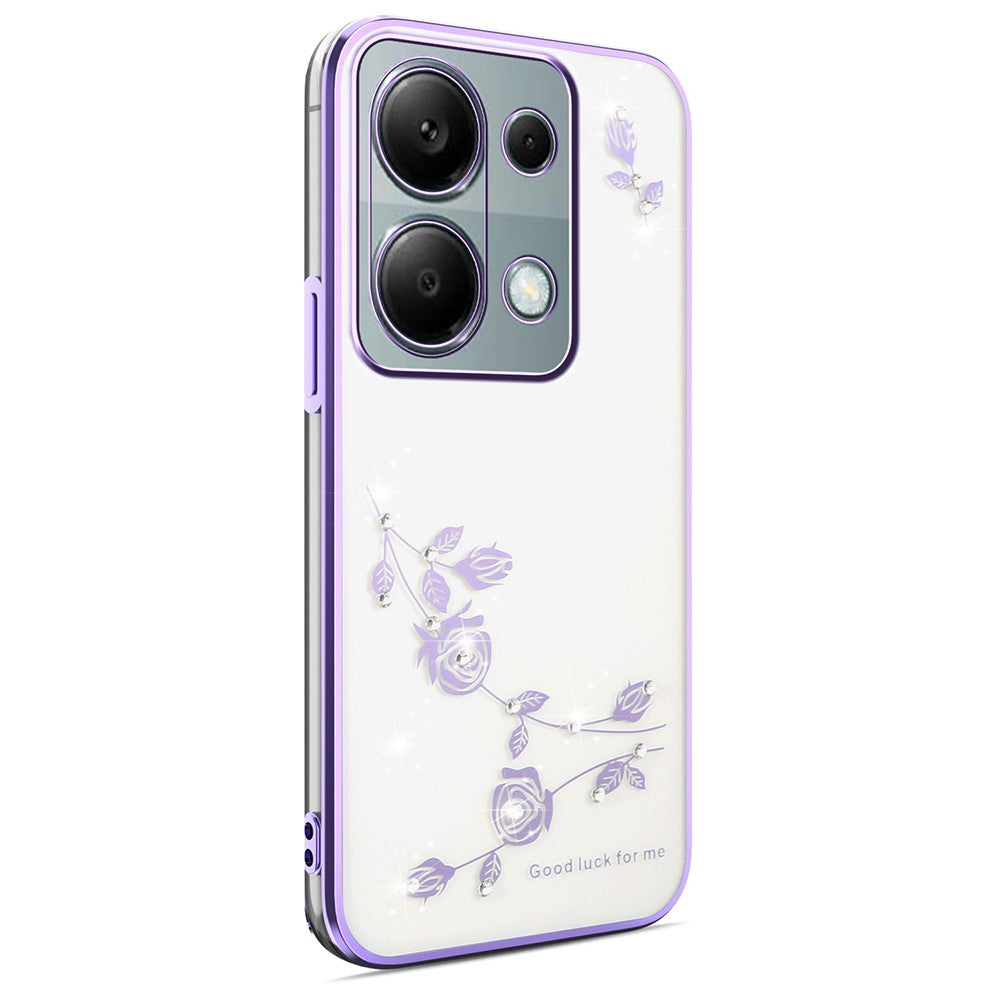 KADEM Phone Case For Xiaomi Redmi Note 13 Pro 4G / Note 14S 4G / Poco M6 Pro 4G , Flower Rhinestone Decor TPU Cover