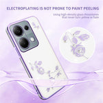 KADEM Phone Case For Xiaomi Redmi Note 13 Pro 4G / Note 14S 4G / Poco M6 Pro 4G , Flower Rhinestone Decor TPU Cover