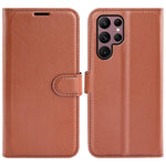 Samsung Galaxy S23 Ultra-mobilcover i PU-læder med litchitekstur, fuld beskyttelse, flipdesign, stativ og tegnebogsfunktion