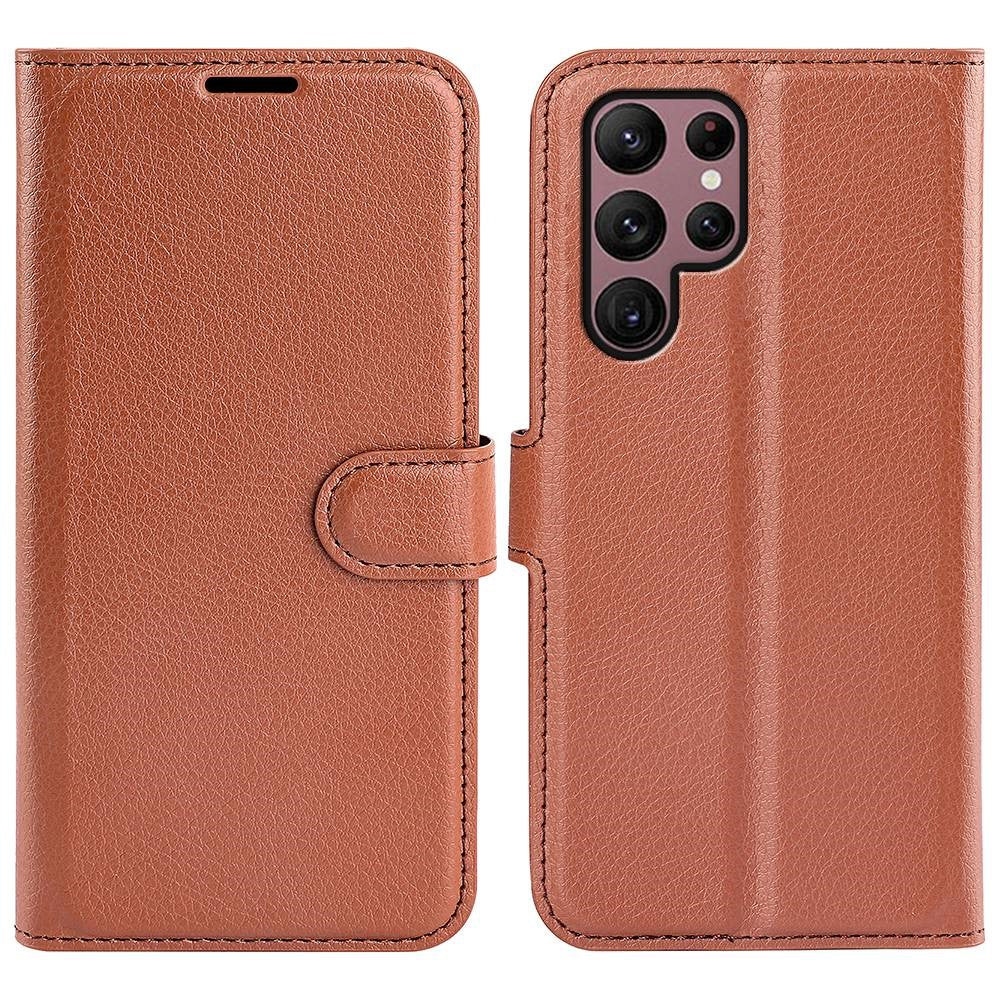 Samsung Galaxy S23 Ultra-mobilcover i PU-læder med litchitekstur, fuld beskyttelse, flipdesign, stativ og tegnebogsfunktion