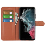 Samsung Galaxy S23 Ultra-mobilcover i PU-læder med litchitekstur, fuld beskyttelse, flipdesign, stativ og tegnebogsfunktion