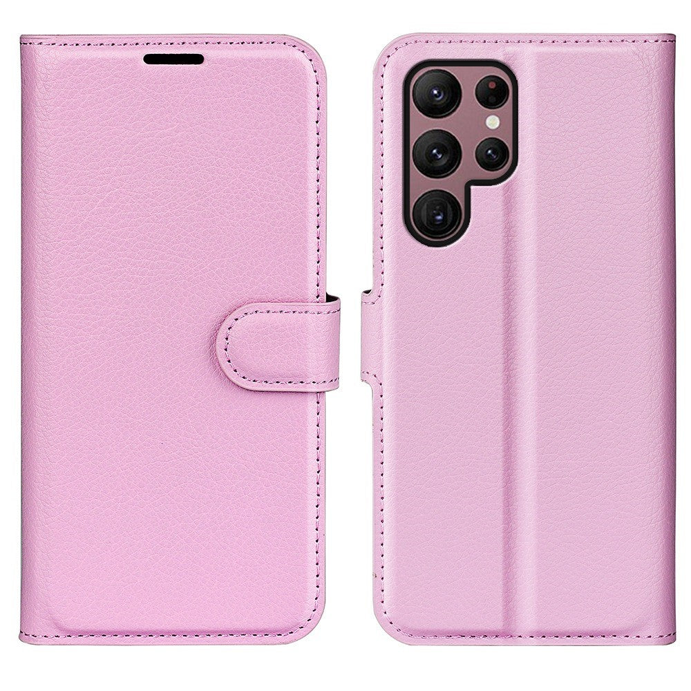 Samsung Galaxy S23 Ultra-mobilcover i PU-læder med litchitekstur, fuld beskyttelse, flipdesign, stativ og tegnebogsfunktion