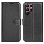 Samsung Galaxy S23 Ultra-mobilcover i PU-læder med litchitekstur, fuld beskyttelse, flipdesign, stativ og tegnebogsfunktion