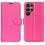 Samsung Galaxy S23 Ultra-mobilcover i PU-læder med litchitekstur, fuld beskyttelse, flipdesign, stativ og tegnebogsfunktion
