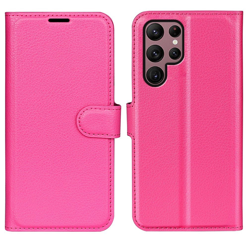 Samsung Galaxy S23 Ultra-mobilcover i PU-læder med litchitekstur, fuld beskyttelse, flipdesign, stativ og tegnebogsfunktion