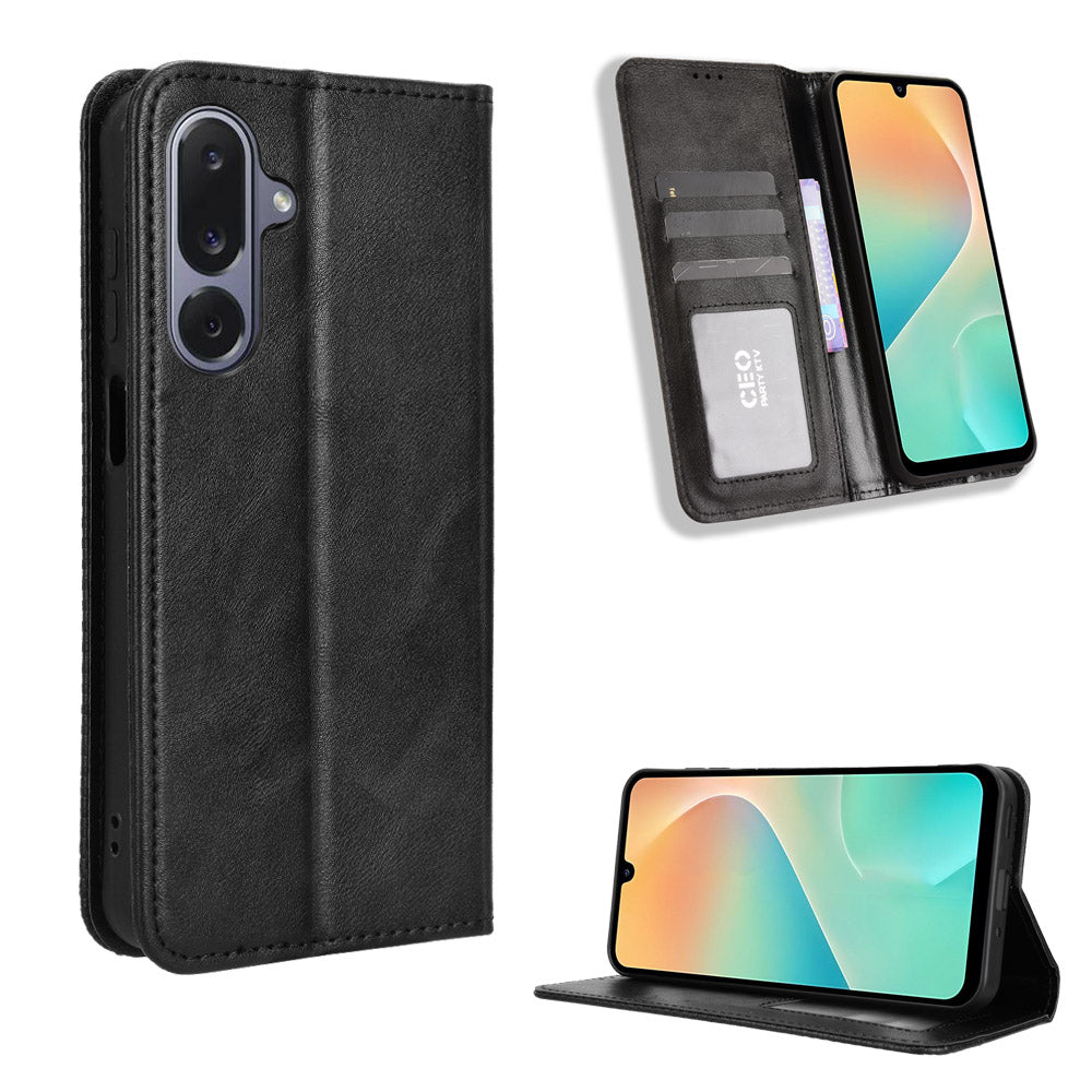 For Samsung Galaxy M36 5G Leather Case Wallet Stand Retro Texture Phone Cover